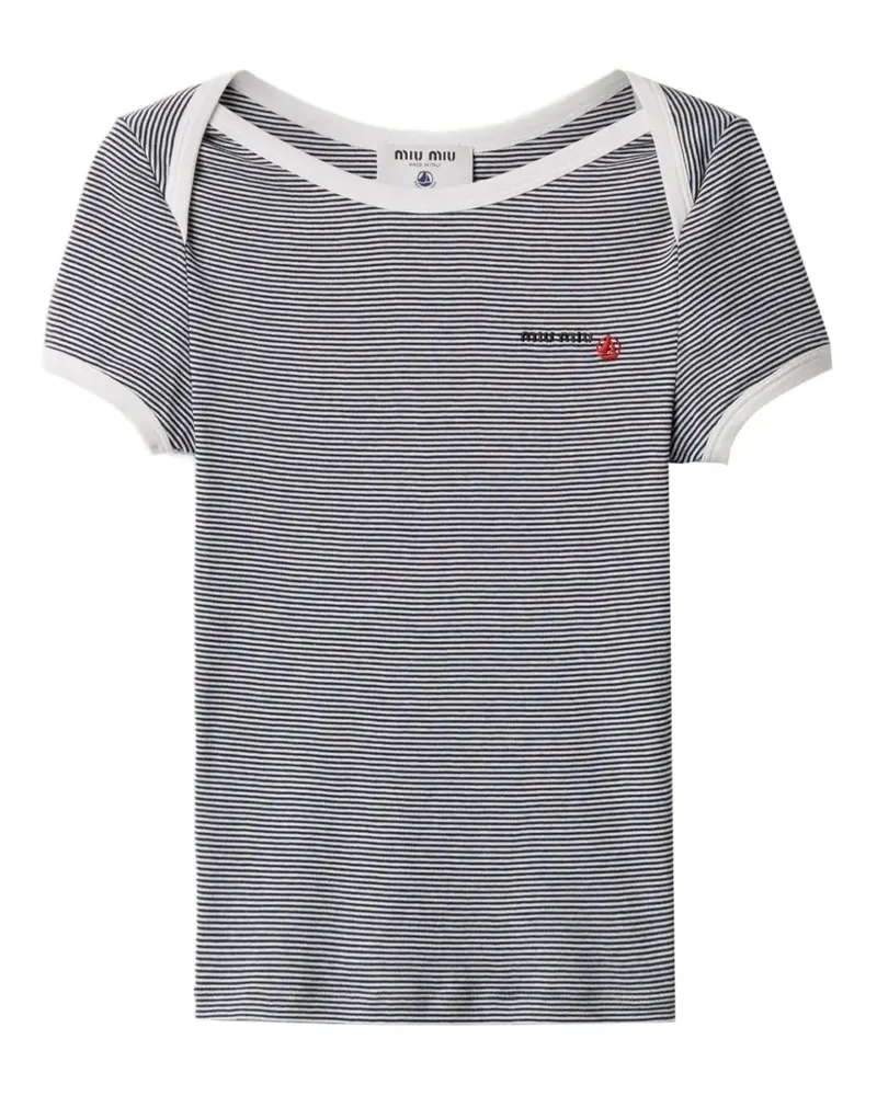 Miu Miu x Petit Bateau gestreiftes T-Shirt - Weiß Weiß