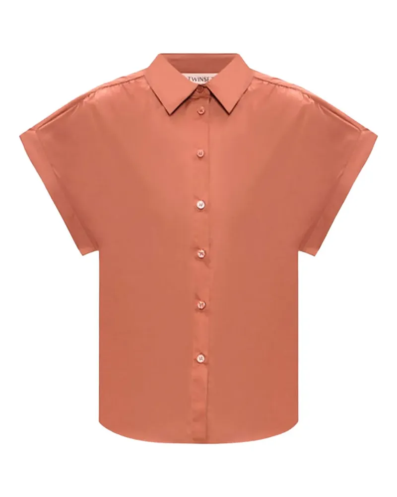 Twin-Set Kurzärmeliges Hemd aus Popeline - Orange Orange