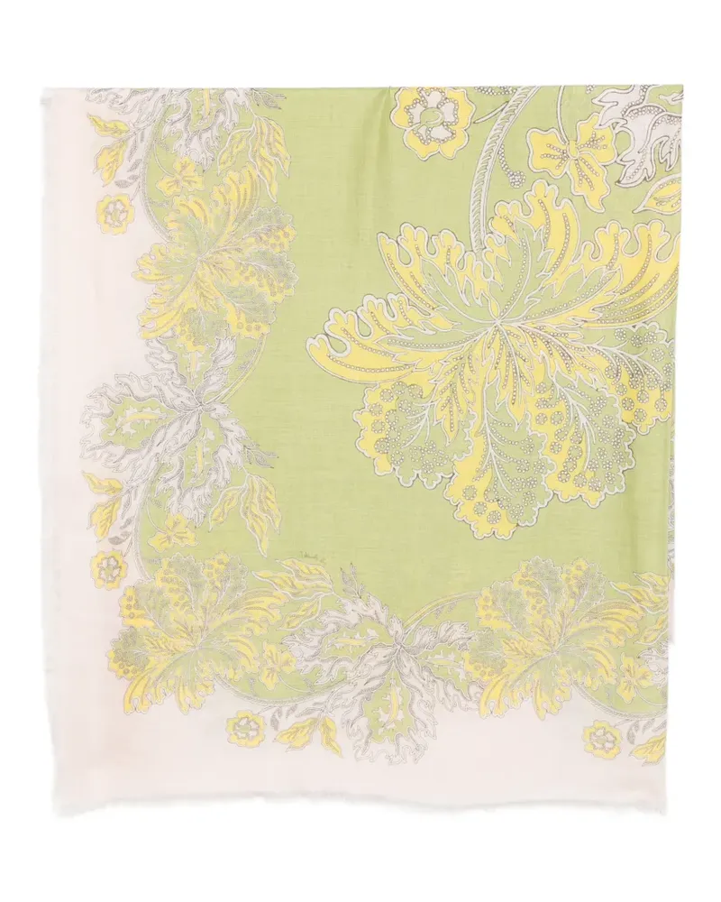 La DoubleJ Schal mit Blumenprint - Grün Grün