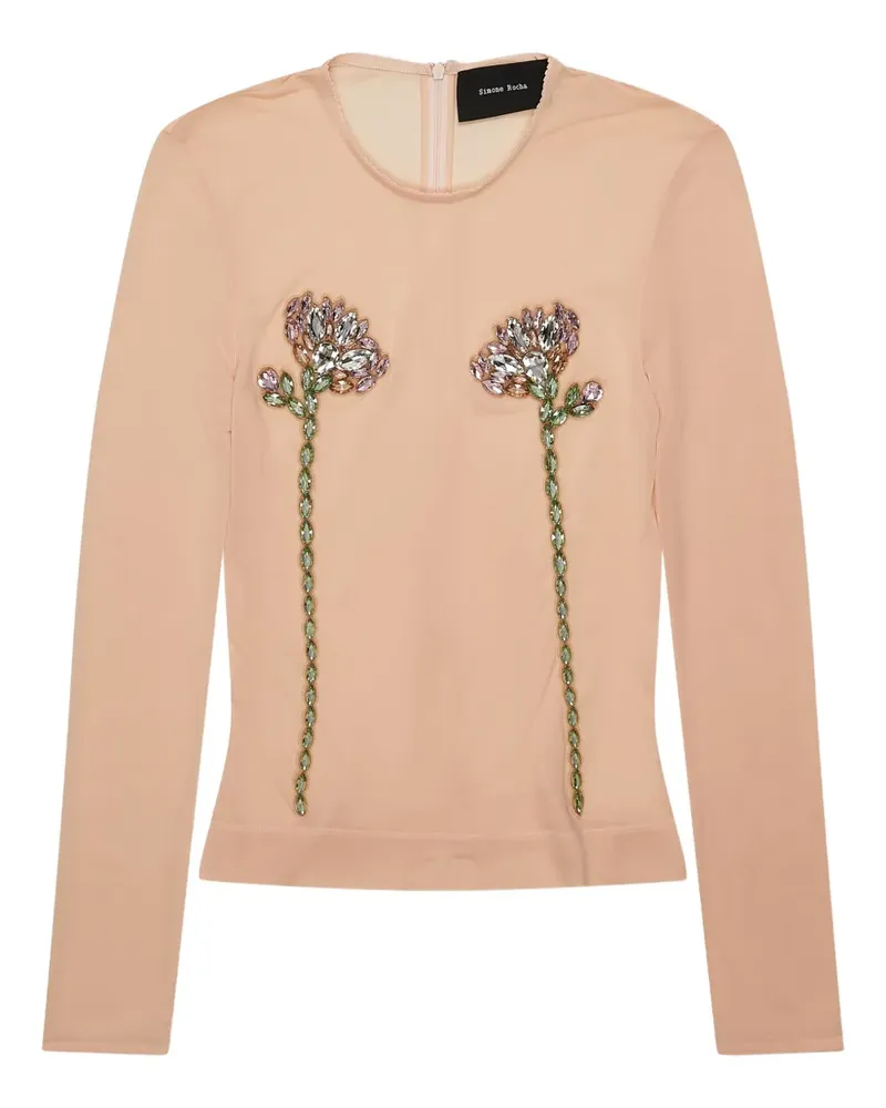 Simone Rocha Langarmshirt mit Blumenverzierung - Nude Nude