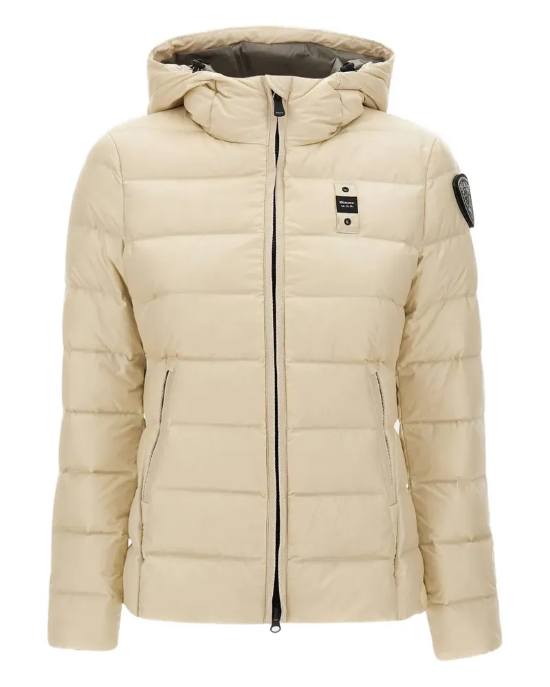 Blauer Gesteppte Charme Kapuzenjacke - Nude Nude