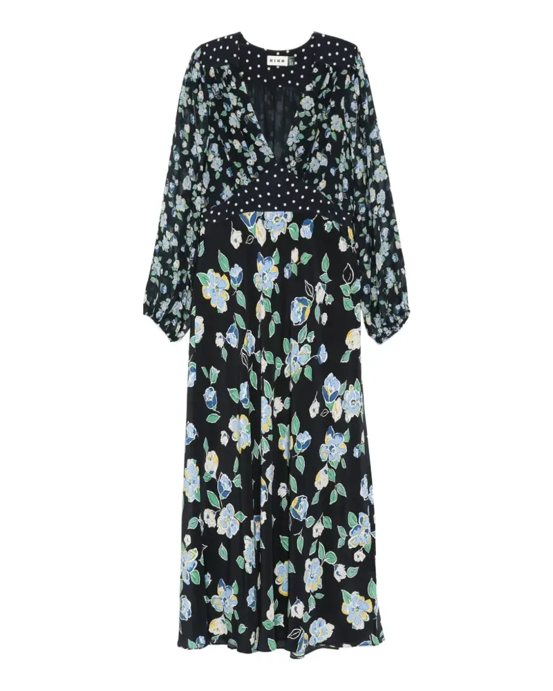 RIXO Kaila floral polka dot dress - Blau Blau