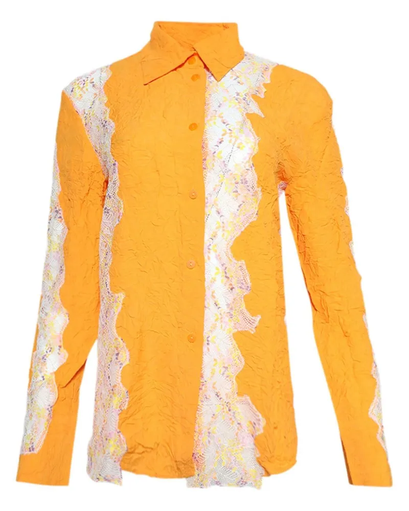 Christopher Esber Crimped Lace Hemd - Orange Orange