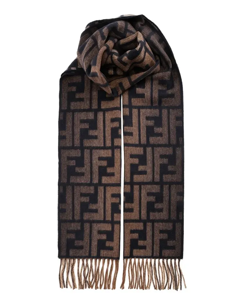 Fendi FF motif fringed scarf - Blau Blau