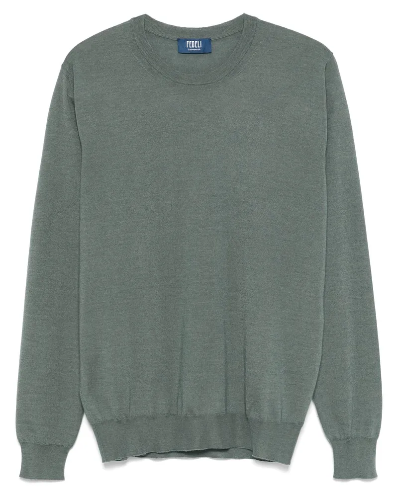 Fedeli Fein gestrickter Pullover - Grau Grau