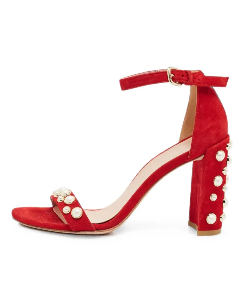 Stuart Weitzman Sandalen mit Perlenverzierung und Blockabsatz - Rot Rot