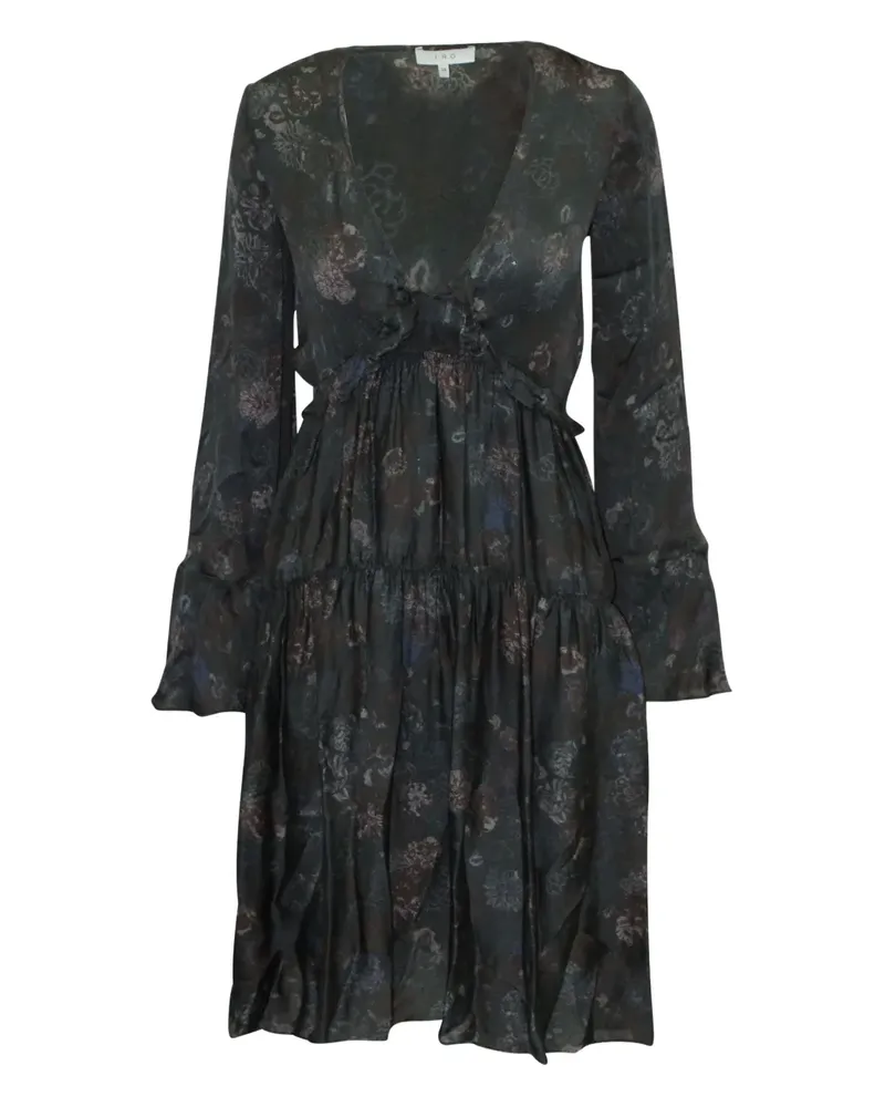 IRO Ciclone floral-print tiered mini dress - Schwarz Schwarz