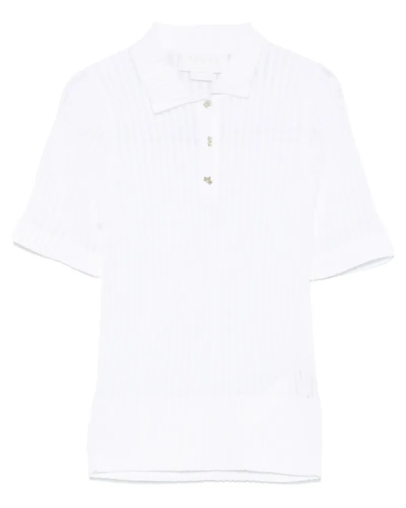 Genny Geripptes Poloshirt - Weiß Weiß