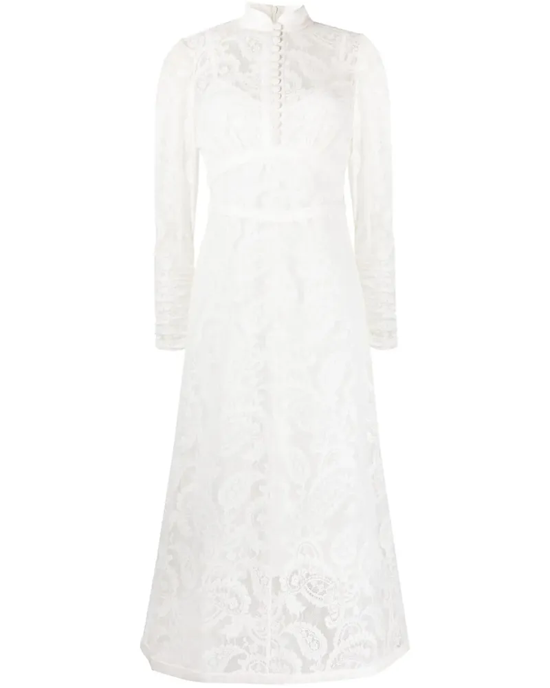 Zimmermann Wonderland Midikleid - Weiß Weiß