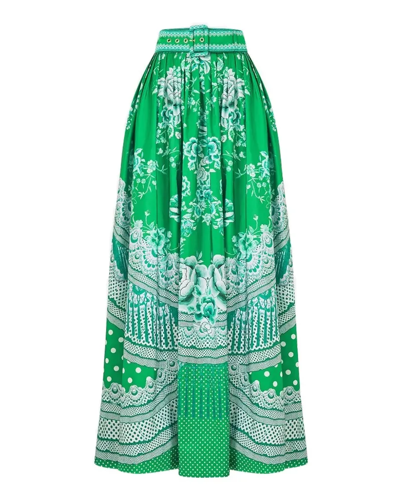 Camilla belted floral maxi skirt - Grün Grün
