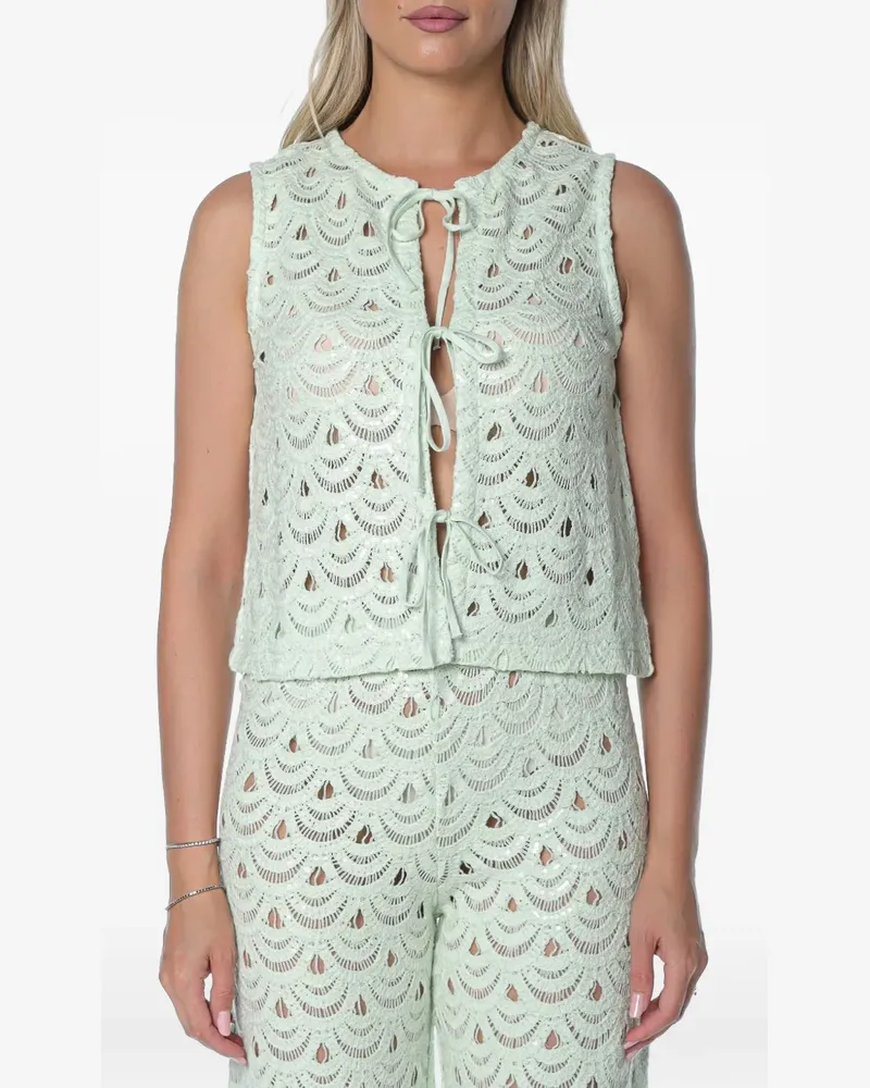 MC2 Saint Barth Velma crochet-knit sequin-embellished top - Grün Grün