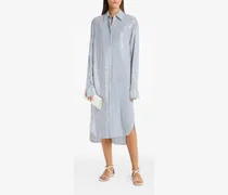 Gestreiftes Hemdkleid im Metallic-Look - Blau