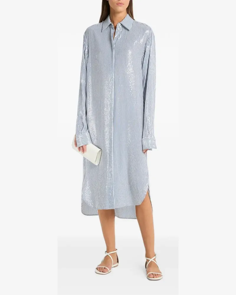 Michael Kors Gestreiftes Hemdkleid im Metallic-Look - Blau Blau