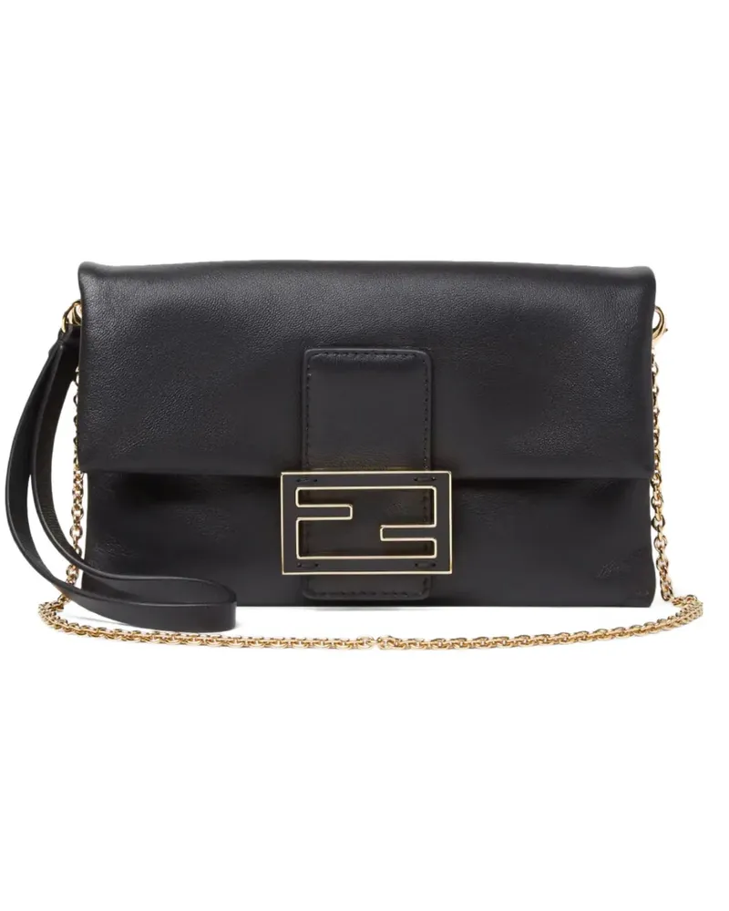 Fendi Mamma Baguette leather clucth bag - Schwarz Schwarz