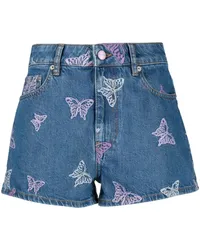 Ganni Jeans-Shorts mit Schmetterling Blau