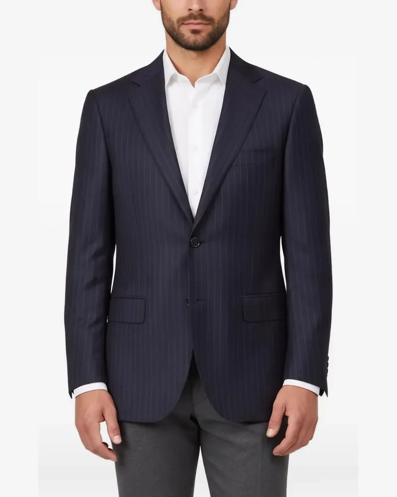 Canali stripe single-breasted blazer - Blau Blau
