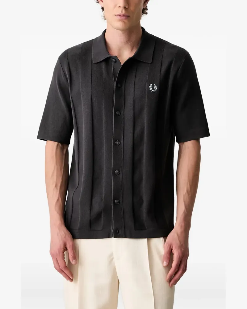 Fred Perry vertical-ribbed embroidered-logo shirt - Grau Grau