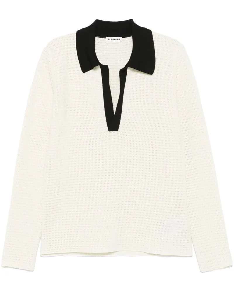 Jil Sander Pullover mit Lochstrickmuster - Weiß Weiß