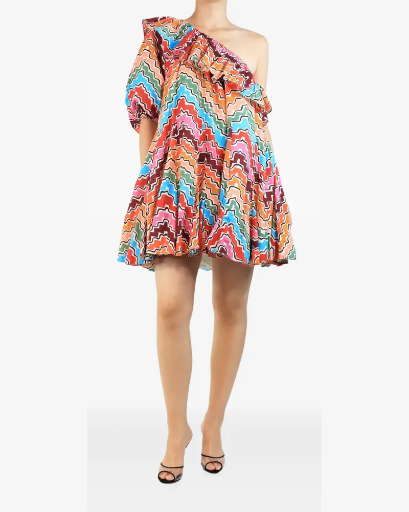 RHODE Schulterfreies Kleid mit Rüschenborte - Orange Orange