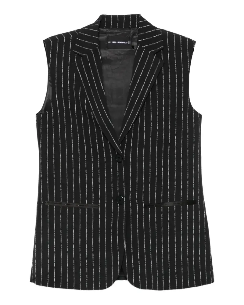 Karl Lagerfeld logo-pinstripe tailored sleeveless blazer - Schwarz Schwarz