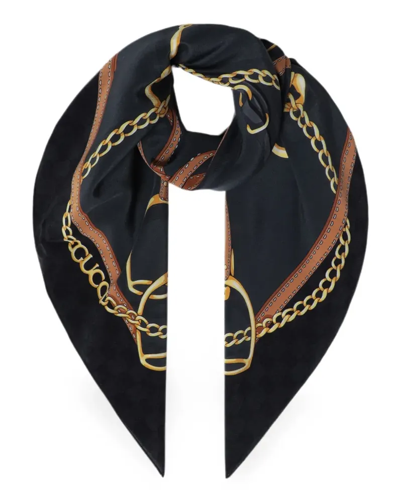 Gucci equestrian-print carré scarf - Schwarz Schwarz