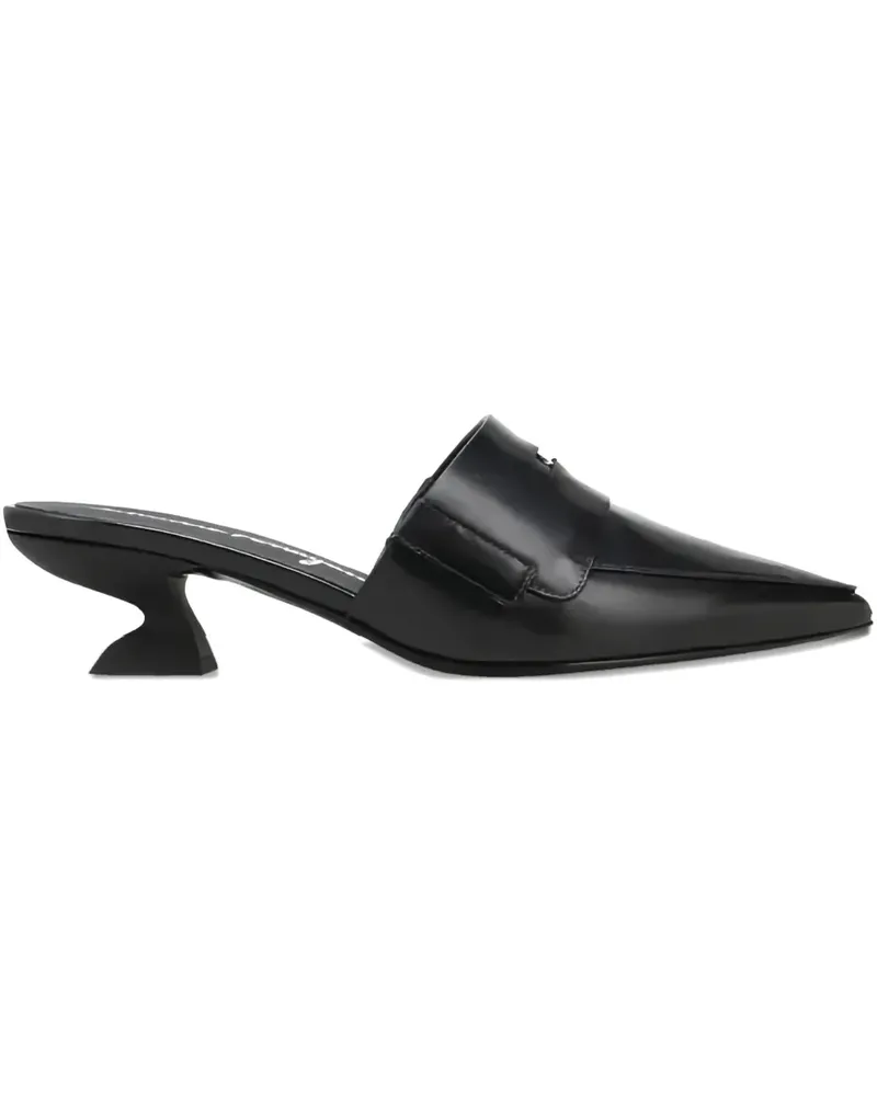 Ferragamo Spitze Mules mit Design-Absatz - Schwarz Schwarz