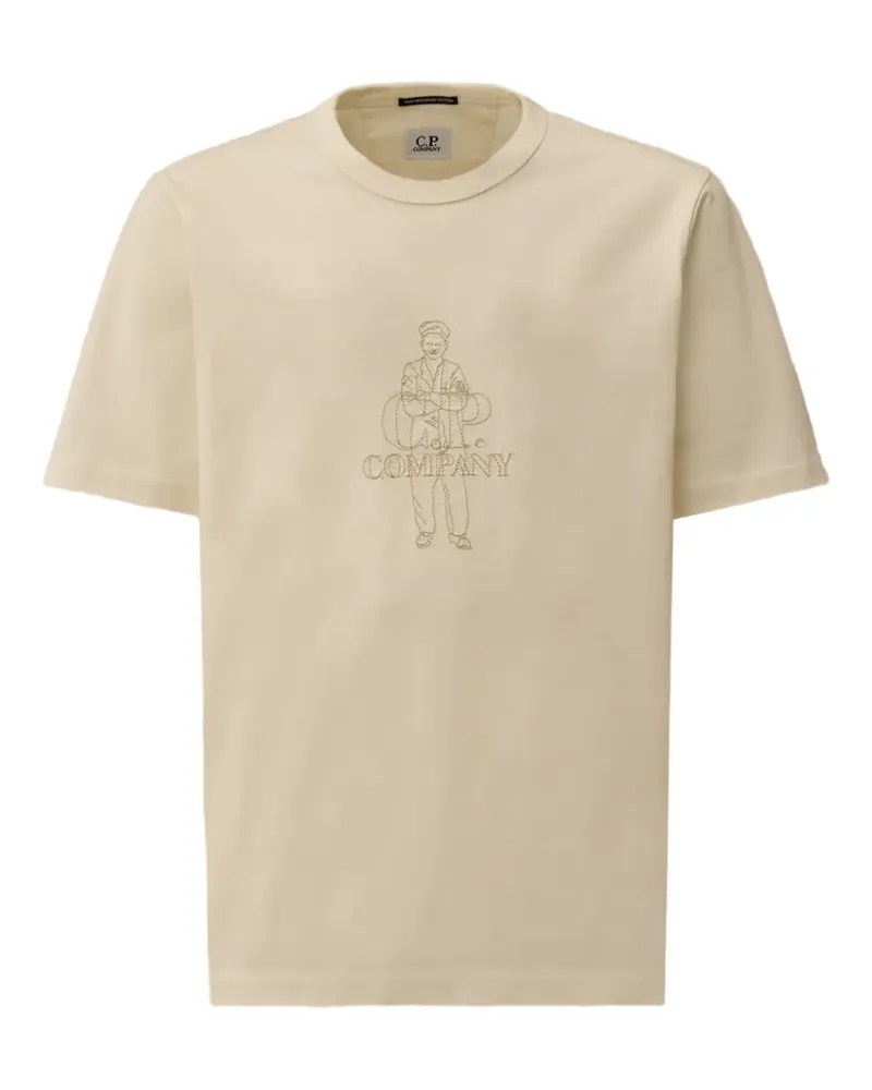 C.P. Company T-Shirt mit Figuren-Stickerei - Weiß Weiß