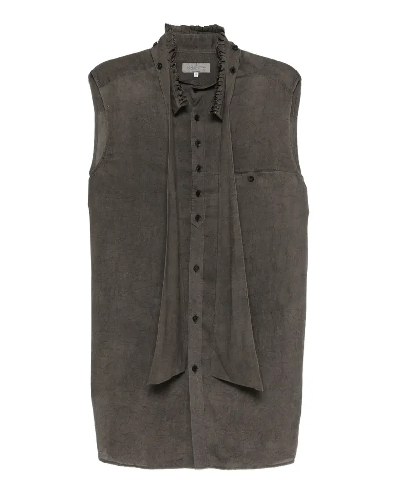 Yohji Yamamoto Ärmelloses Hemd mit Rüschen - Grau Grau
