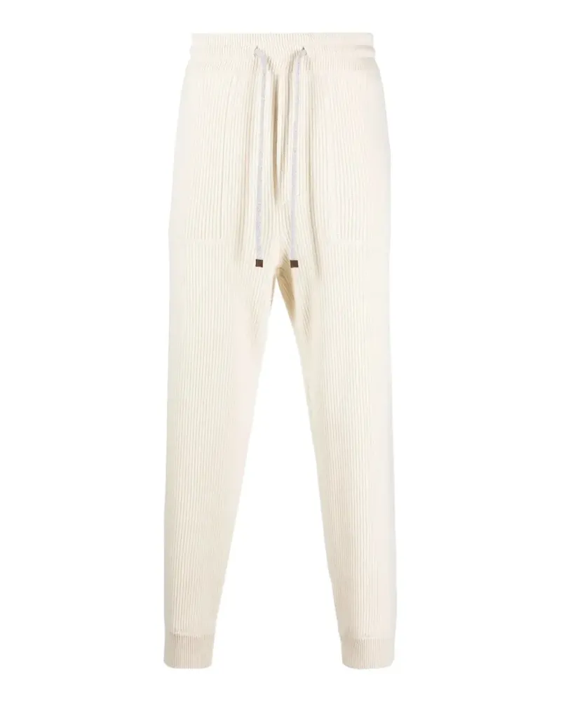 Brunello Cucinelli ribbed-knit drawstring track pants - Nude Nude