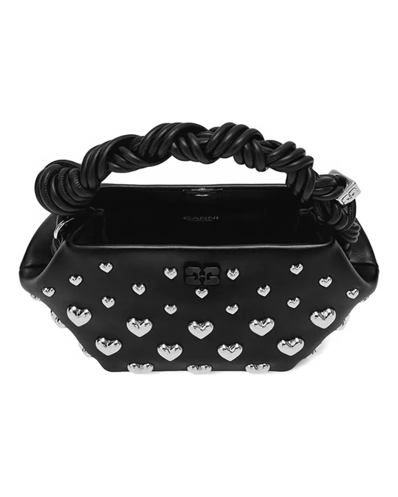 Ganni Mini Bou Tote Bag mit Herznieten - Schwarz Schwarz