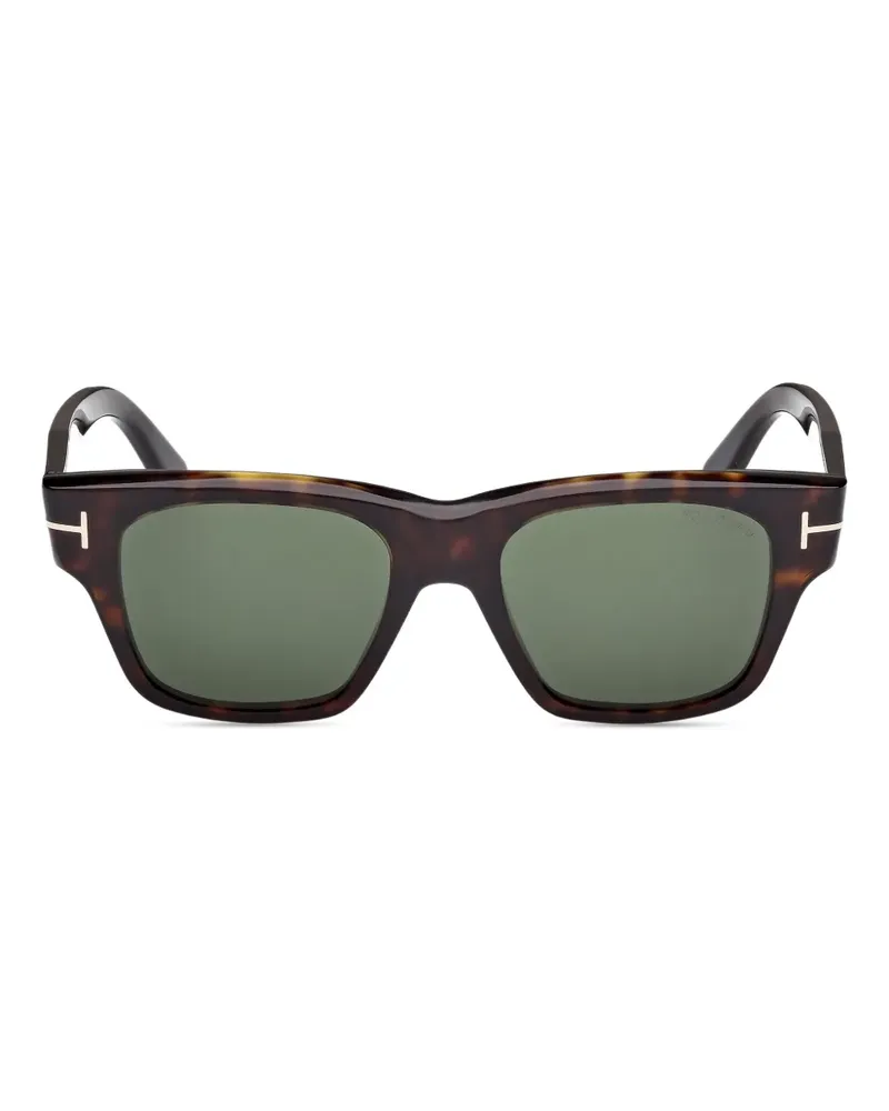 Tom Ford Eckige Sonnenbrille in Schildpattoptik - Braun Braun