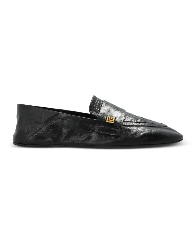 Balmain logo-plaque leather loafers - Schwarz Schwarz