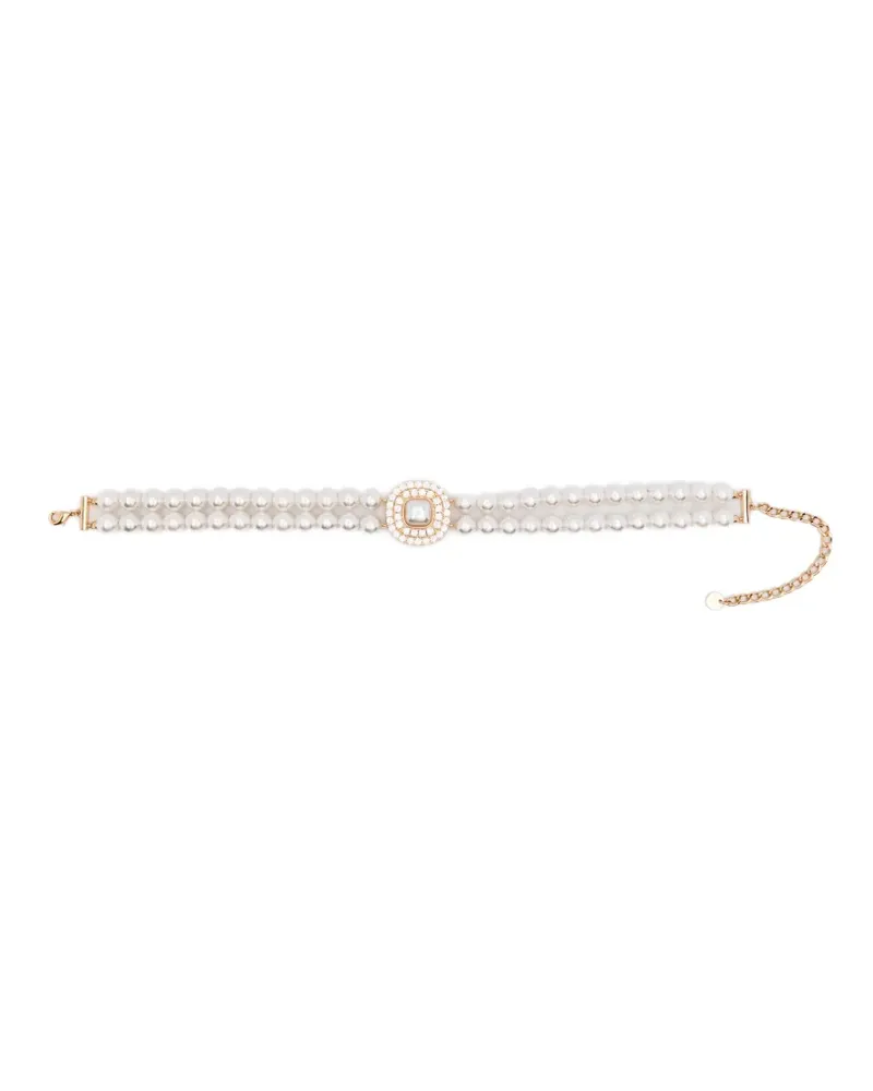 Self-Portrait crystal-embellished necklace - Gold Gold