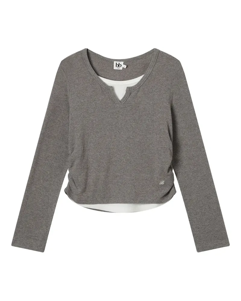 b+ab Gerafftes Langarmshirt - Grau Grau