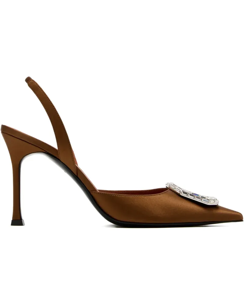 Amina Muaddi Slingback-Pumps mit spitzer Kappe 95mm - Braun Braun