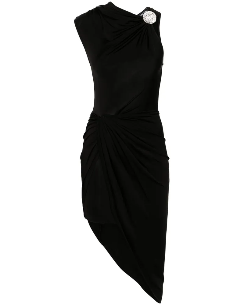 David Koma Drapiertes Midikleid aus Satin Schwarz