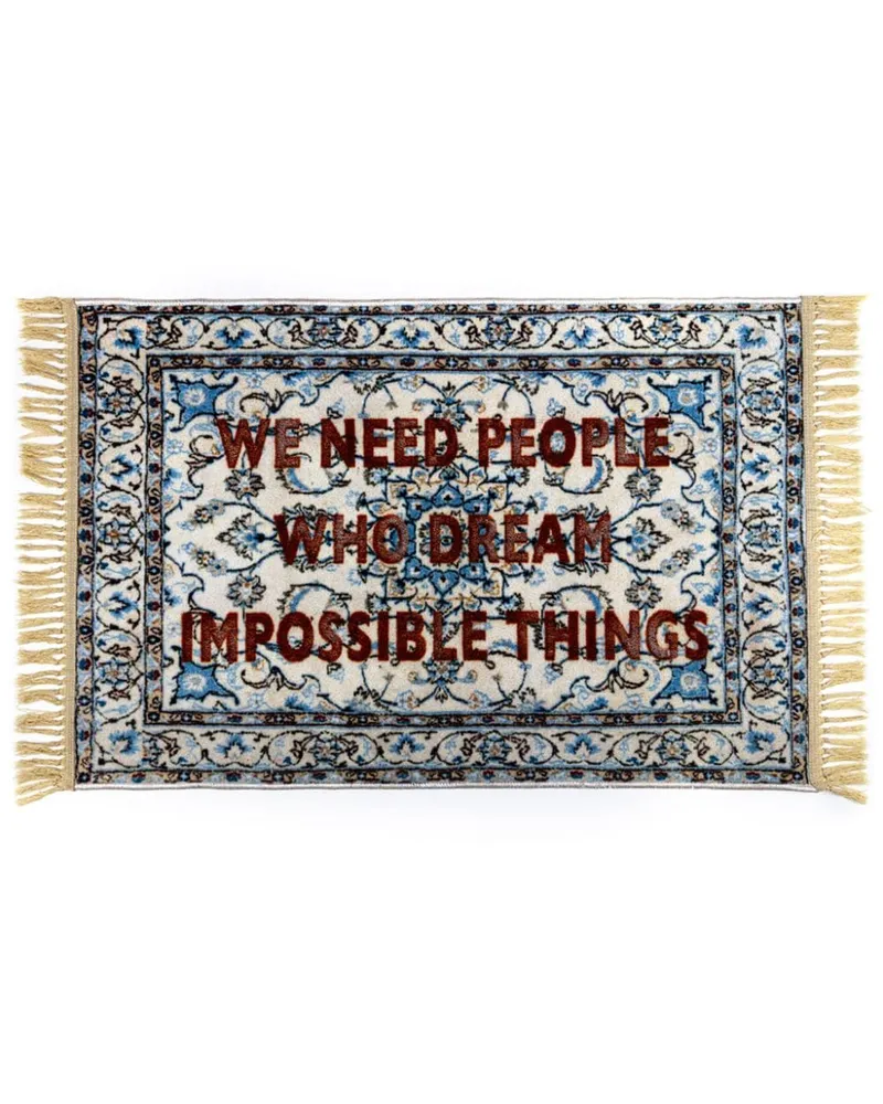 Seletti Teppich mit eingebranntem Slogan-Print (120cm x 80cm) - Rot Rot