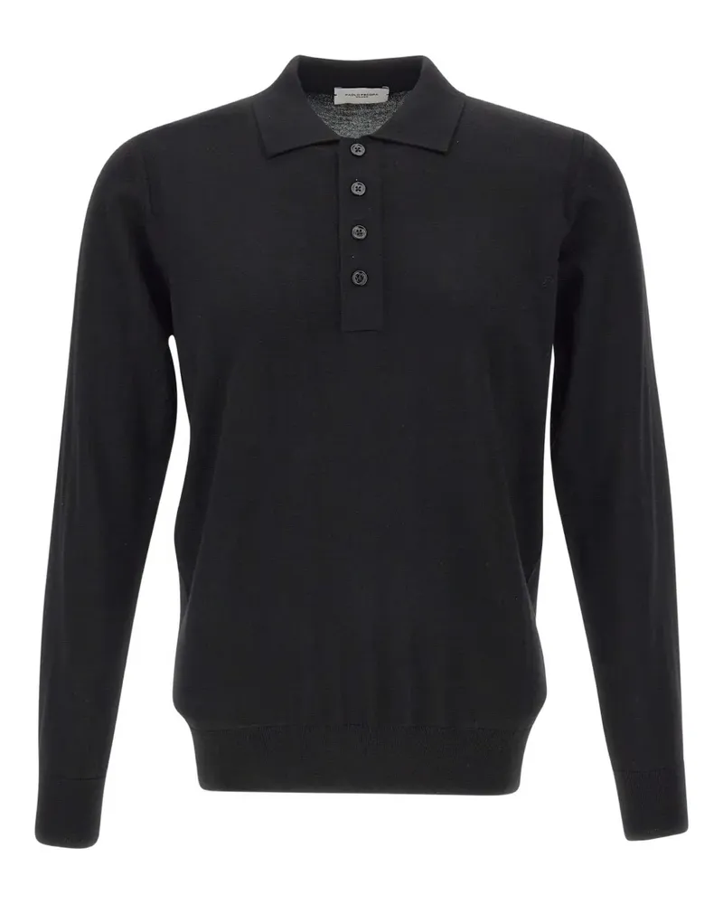 Paolo Pecora Milano long-sleeve button polo shirt - Schwarz Schwarz
