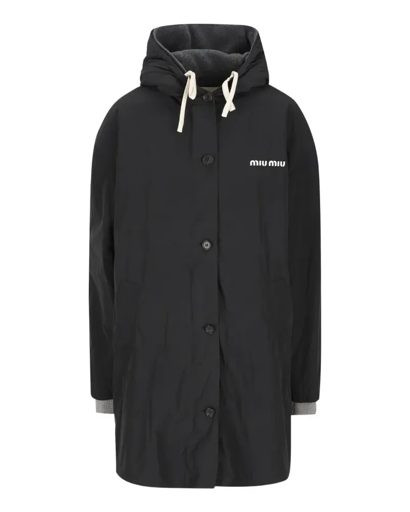 Miu Miu single-breasted pongé and fleece caban jacket - Schwarz Schwarz