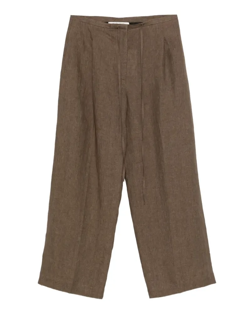 Róhe Bundfaltenhose mit Kordelzug - Braun Braun