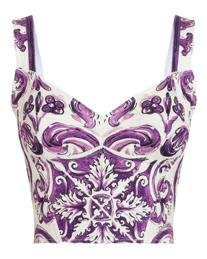Dolce & Gabbana Cropped-Top mit Majolica-Print - Violett Violett