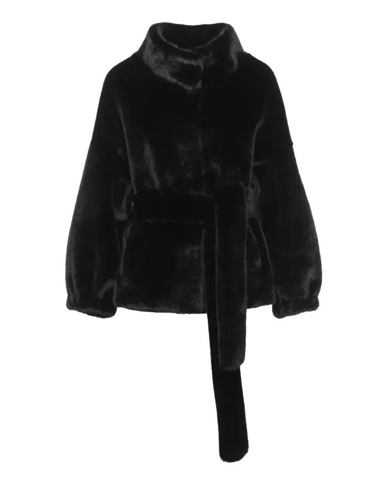 Bully faux-fur belted jacket - Schwarz Schwarz