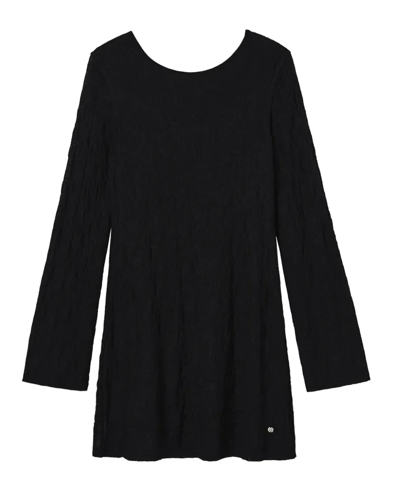 b+ab crinkled long-sleeve mini dress - Schwarz Schwarz