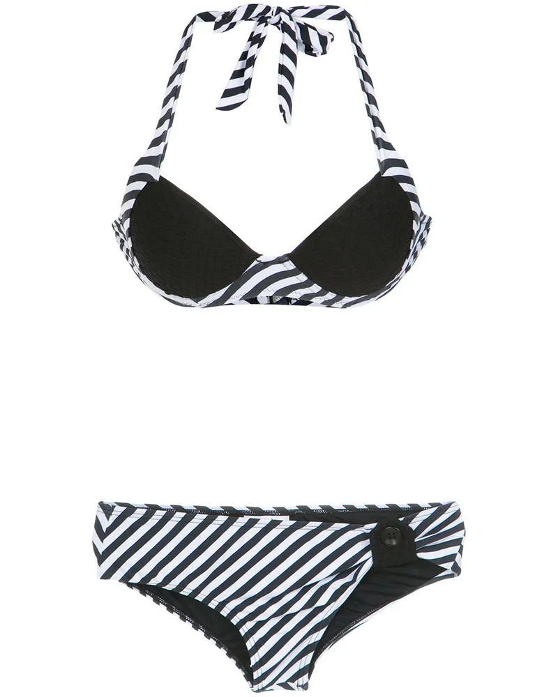 Amir Slama Bikini mit Streifen - Schwarz Schwarz