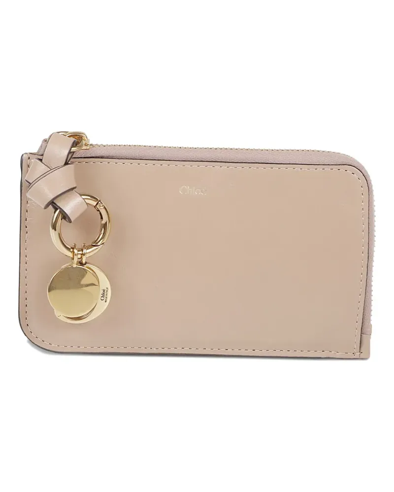 Chloé Alphabet logo-charm zipped leather card holder - Nude Nude