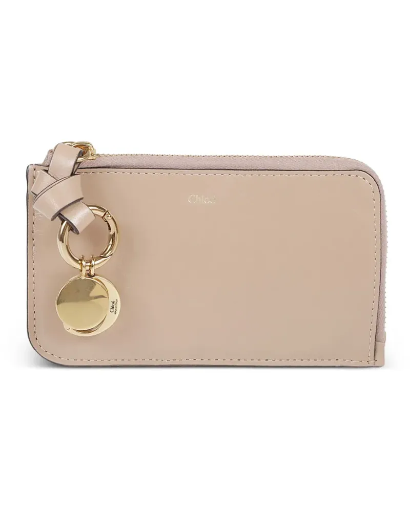 Chloé Alphabet logo-charm zipped leather card holder - Nude Nude