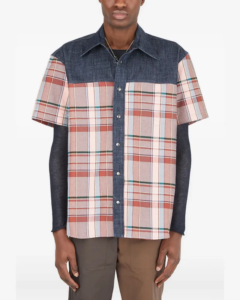 (di)vision check-panel denim-weave shirt - Nude Nude