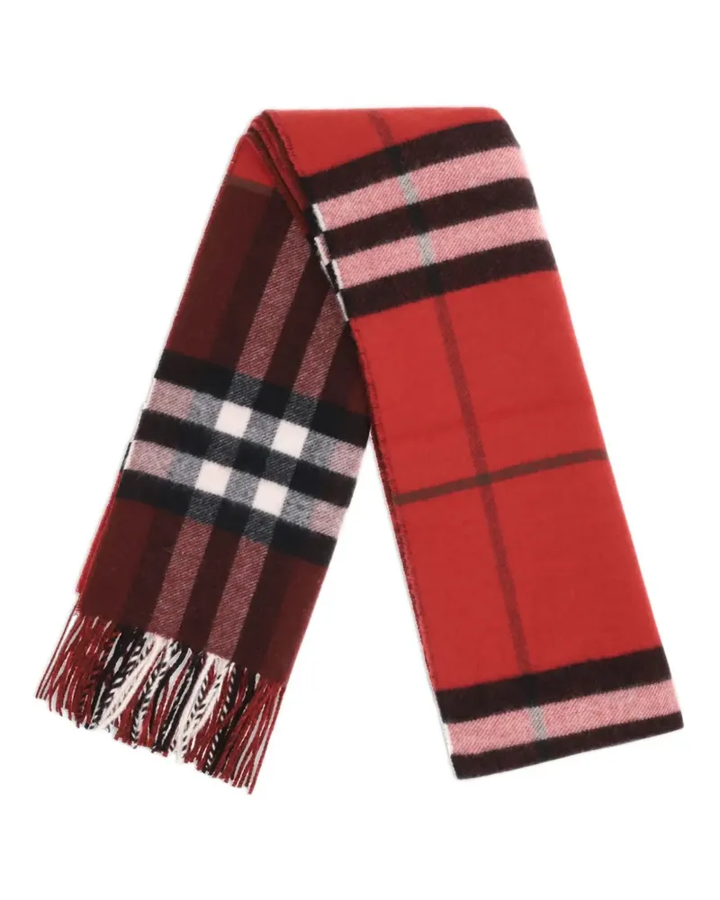 Burberry Karierter Schal mit Fransen - Rot Rot