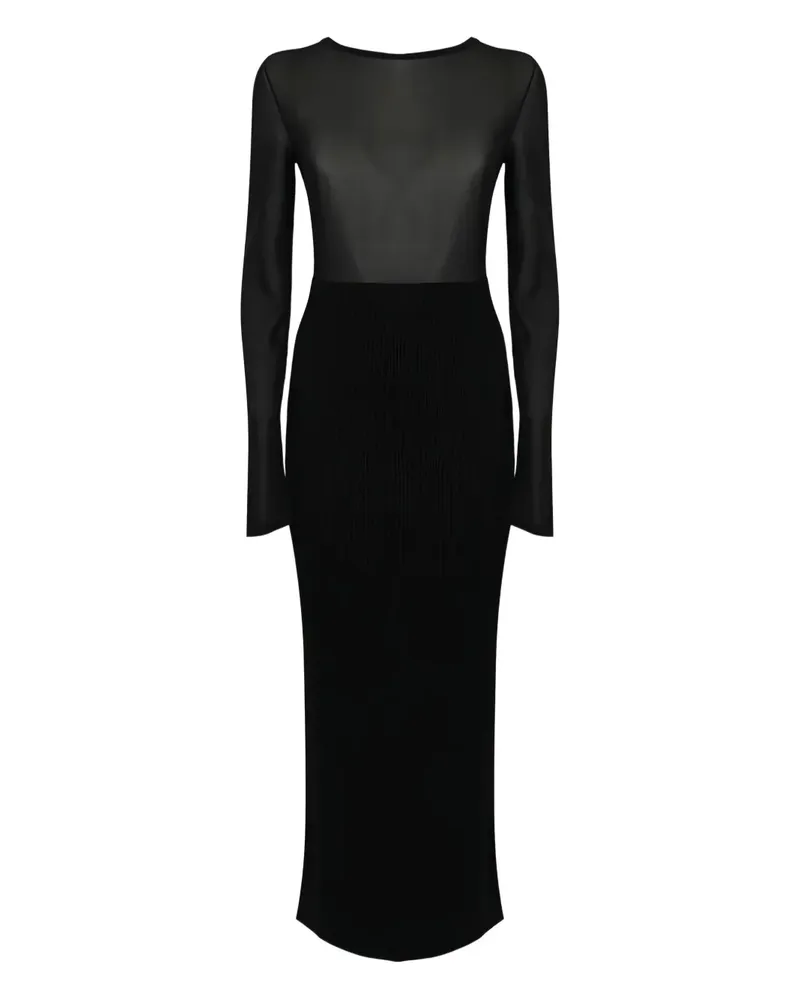 Liviana Conti ribbed long-sleeves maxi dress - Schwarz Schwarz