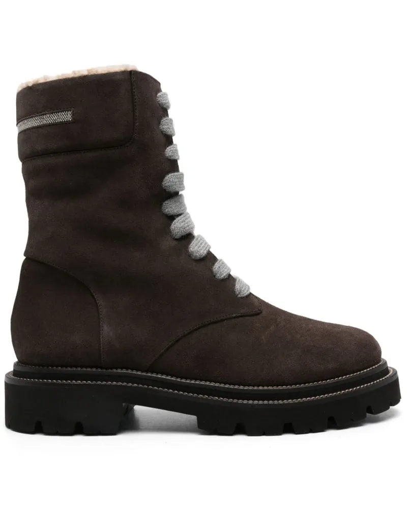 Peserico Schnürstiefel im Military-Look - Grau Grau